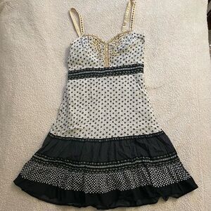 Free People Flower Embroidered Black and White Dress Size 8